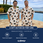 Friends in matching Men's Ylang Ylang Custom Face Shirt & Shorts Set — a group gift photo