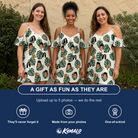 Friends in matching Women's Verdant Vacation Custom Face Off-Shoulder Dress — a group gift photo