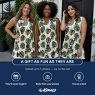 Friends in matching Women's Verdant Vacation Custom Face V-Neck Dress — a group gift photo