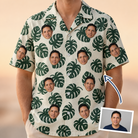Man wearing Men's Verdant Vacation Custom Face Hawaiian Shirt — custom faces printed all-over