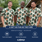 Friends in matching Men's Verdant Vacation Custom Face Polo Shirt — a group gift photo