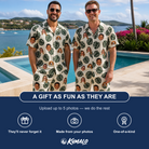 Friends in matching Men's Verdant Vacation Custom Face Shirt & Shorts Set — a group gift photo