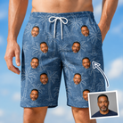 Man wearing Men's Blossom Bounce Custom Face Beach Shorts — custom faces printed all-over