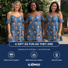 Friends in matching Women's Blossom Bounce Custom Face Off-Shoulder Dress — a group gift photo