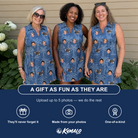 Friends in matching Women's Blossom Bounce Custom Face V-Neck Dress — a group gift photo