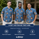 Friends in matching Men's Blossom Bounce Custom Face Polo Shirt — a group gift photo