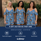 Friends in matching Women's Gardenia Grooves Custom Face Off-Shoulder Dress — a group gift photo
