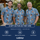 Friends in matching Men's Gardenia Grooves Custom Face Polo Shirt — a group gift photo