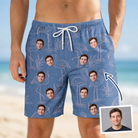 Man wearing Men's Neck Appeal Custom Face Beach Shorts — custom faces printed all-over