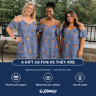 Friends in matching Women's Neck Appeal Custom Face Off-Shoulder Dress — a group gift photo
