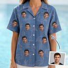 Woman wearing Women's Neck Appeal Custom Face Hawaiian Shirt — custom faces printed all-over