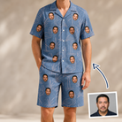Man wearing Men's Neck Appeal Custom Face Shirt & Shorts Set — custom faces printed all-over