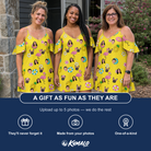 Friends in matching Women's Aqua Aviary Custom Face Off-Shoulder Dress — a group gift photo