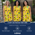 Friends in matching Women's Aqua Aviary Custom Face V-Neck Dress — a group gift photo