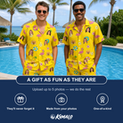 Friends in matching Men's Aqua Aviary Custom Face Shirt & Shorts Set — a group gift photo