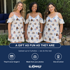 Friends in matching Women's Scallop Serenade Custom Face Off-Shoulder Dress — a group gift photo