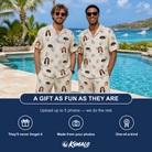 Friends in matching Men's Scallop Serenade Custom Face Shirt & Shorts Set — a group gift photo