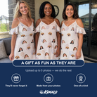 Friends in matching Women's Bivalve Bounce Custom Face Off-Shoulder Dress — a group gift photo