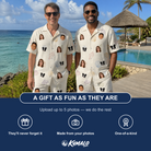 Friends in matching Men's Bivalve Bounce Custom Face Shirt & Shorts Set — a group gift photo