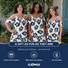 Friends in matching Women's Deco Garden Custom Face Off-Shoulder Dress — a group gift photo