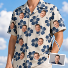 Man wearing Men's Deco Garden Custom Face Hawaiian Shirt — custom faces printed all-over