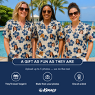Friends in matching Women's Deco Garden Custom Face Hawaiian Shirt — a group gift photo