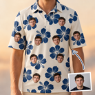 Man wearing Men's Deco Garden Custom Face Polo Shirt — custom faces printed all-over