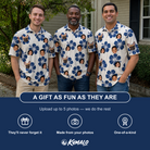 Friends in matching Men's Deco Garden Custom Face Polo Shirt — a group gift photo