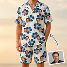 Man wearing Men's Deco Garden Custom Face Shirt & Shorts Set — custom faces printed all-over