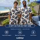 Friends in matching Men's Deco Garden Custom Face Shirt & Shorts Set — a group gift photo