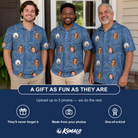 Friends in matching Men's Jade Jetset Custom Face Polo Shirt — a group gift photo