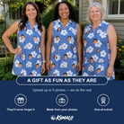 Friends in matching Women's Riviera Reverie Custom Face V-Neck Dress — a group gift photo