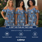 Friends in matching Women's Retro Rhumba Custom Face Off-Shoulder Dress — a group gift photo