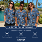Friends in matching Women's Retro Rhumba Custom Face Hawaiian Shirt — a group gift photo