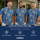 Friends in matching Men's Retro Rhumba Custom Face Polo Shirt — a group gift photo