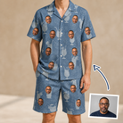 Man wearing Men's Retro Rhumba Custom Face Shirt & Shorts Set — custom faces printed all-over