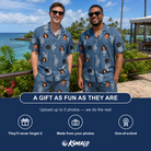 Friends in matching Men's Retro Rhumba Custom Face Shirt & Shorts Set — a group gift photo