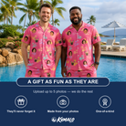 Friends in matching Men's Heatwave Hacienda Custom Face Shirt & Shorts Set — a group gift photo