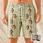 Man wearing Men's Culm Conga Custom Face Beach Shorts — custom faces printed all-over
