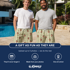 Friends in matching Men's Culm Conga Custom Face Beach Shorts — a group gift photo