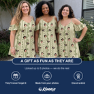 Friends in matching Women's Culm Conga Custom Face Off-Shoulder Dress — a group gift photo