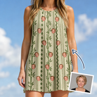 Woman wearing Women's Culm Conga Custom Face Tank Dress — custom faces printed all-over