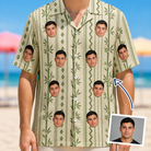 Man wearing Men's Culm Conga Custom Face Hawaiian Shirt — custom faces printed all-over