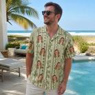 Real-life photo of someone wearing Men's Culm Conga Custom Face Hawaiian Shirt — custom faces printed all-over