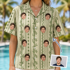 Woman wearing Women's Culm Conga Custom Face Hawaiian Shirt — custom faces printed all-over
