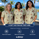 Friends in matching Women's Culm Conga Custom Face Hawaiian Shirt — a group gift photo