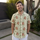 Real-life photo of someone wearing Men's Culm Conga Custom Face Polo Shirt — custom faces printed all-over