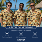 Friends in matching Men's Dusk Daze Custom Face Hawaiian Shirt — a group gift photo