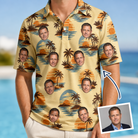 Man wearing Men's Dusk Daze Custom Face Polo Shirt — custom faces printed all-over
