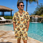 Real-life photo of someone wearing Men's Dusk Daze Custom Face Shirt & Shorts Set — custom faces printed all-over